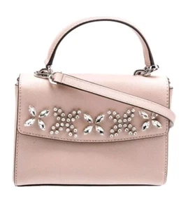 Michael Michael Kors Ava Extra-Small Crystal-embellished Leather Crossbody Pink - Picture 1 of 8