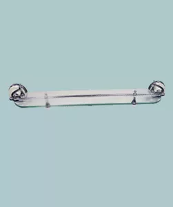 Polished Chrome & Ceramic Single Glass Bathroom Shelf - Picture 1 of 2