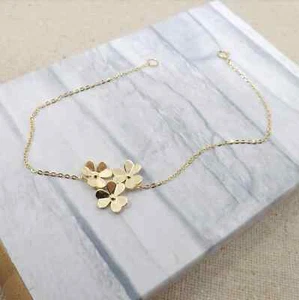 18k Solid Yellow Gold 7.75" Bracelet 3 Clover Shape, 3d Printed - Picture 1 of 10