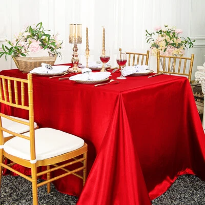Wedding Linens Inc, 72" x 120" Premium Rectangular Satin Tablecloths - Image 1 of 2