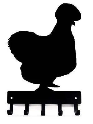 Silkie Chicken #1 Key Rack with 5 Hooks - Made in the USA - Image 1 of 4