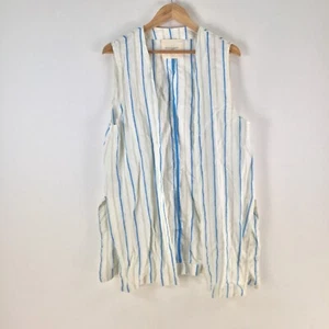 Nude lucy linen vest jacket size L white striped sleeveless 113961 - Picture 1 of 8