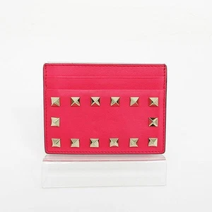 Valentino Garavani Galabani Pink Leather Card Case Pass Holder Auth - Imagen 1 de 8
