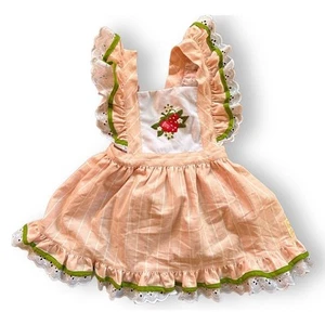 Rosa Flamenco Strawberry Ruffle Pinafore Smock Dress 7/8 Pink - Picture 1 of 9