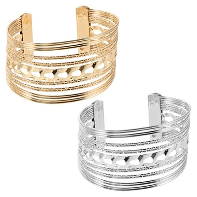  2 Pcs Armreif Offen Manschettenarmbänder Für Frauen Einstellbares Armband - Bild 1 von 4