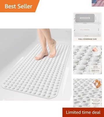 Alfombra de ducha antideslizante para bañera, 35x16 pulgadas TPR suave con ventosas Ultra Grip Foto 1 de 4