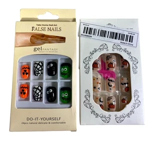 Halloween Glue On False Acrylic Fingernails Medium Length Set of 2 Packages New - Picture 1 of 7
