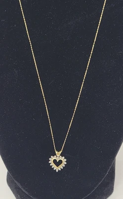 10k Yellow Gold Chain Necklace w/ Diamond Heart Pendant  19" - 1.5g #5 - Image 1 of 4
