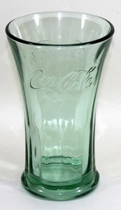 Vintage Libbey Coca Cola Flared Heavy Green Glass Embossed Tumbler ~ 16 oz - Picture 1 of 4