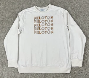 Peloton Sweatshirt Mens Extra Large White Pullover Crewneck Cycling Gym Logo XL - Picture 1 of 9