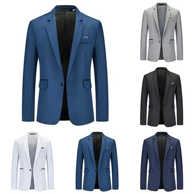 Men Slim Fit Business Suit Jacket Casual Solid Lapel Blazer Coat Large Size - Image 1 of 4