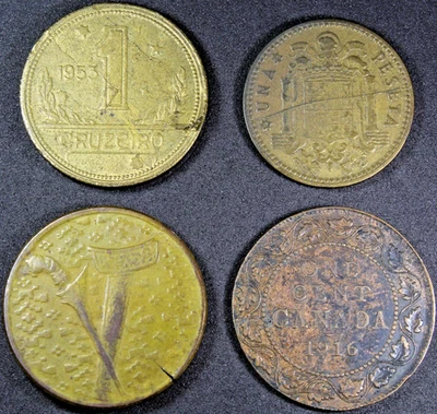 Error World 4-Coin Lot-Wrong Planchet, Die Break, Planchet Flaws Free Shipping - Image 1 of 4