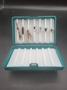 Box Of Assorted Fly Rod Lures & Case - Picture 1 of 8