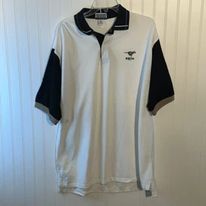 Exxon Embroidered Polo Color Block White Black Employee Shirt Size XLarge Collar - Picture 1 of 11