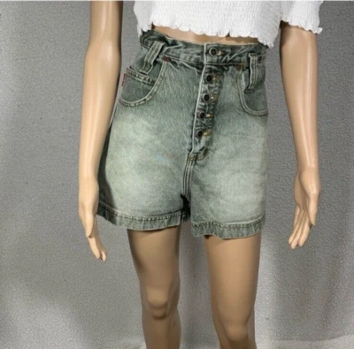Pantalones Cortos de Jean LEI Y2K Verde Denim Para Mujer Grande Cintura Alta De Colección Años 90 Foto 1 de 4
