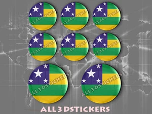 8 x 3D ROUND Stickers Resin Domed Flag Sergipe - Adhesive Decal Vinyl - Picture 1 of 1