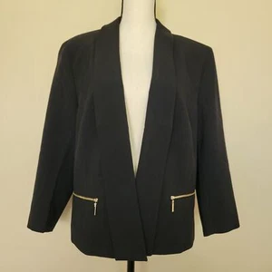 Black Label by Evan Picone Size 16 Suit Jacket Blazer Single Breasted Open Front - Picture 1 of 18