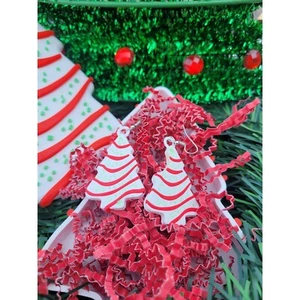 Little Debbie Christmas Tree Earrings and Gift box Ugly Christmas - Picture 1 of 10