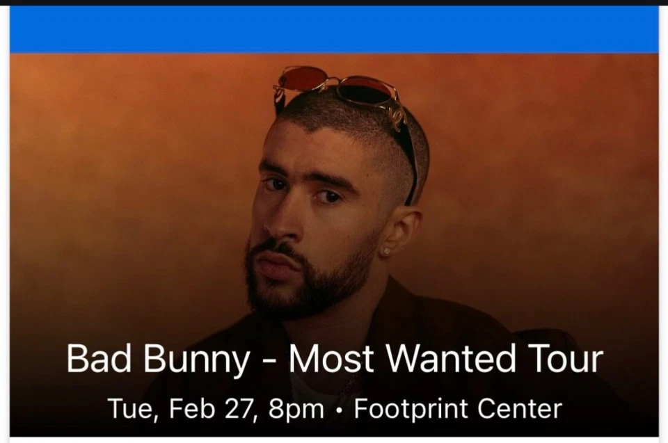 Bad bunny concert ticket Feb 27th Arizona sec 115 row 14 seat 7 - Image 1 of 1
