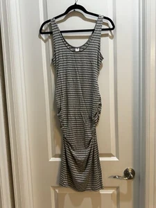 Old Navy Maternity Dress XS Stripped Gray/White Stretchy Armpit To Armpit 17” - Picture 1 of 5
