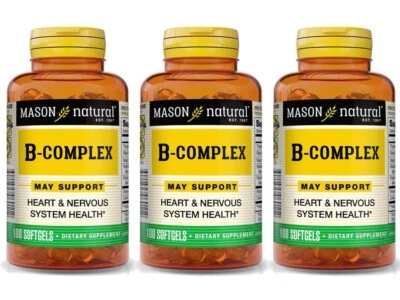 PACK 3 X 100 = 300 CÁPSULAS BLANDAS VITAMINA B-COMPLEX piel ojos cabello ENERGÍA CEREBRAL Foto 1 de 4