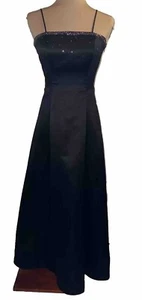 Vintage Prom Dress Gown Jump 90S Y2K Goth Black Pink Bling Rhinestones Size 6 - Picture 1 of 10