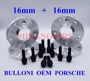 KIT 4 DISTANZIALI RUOTA 16+16mm PORSCHE 911 (991-992) + BULLONI OEM PORSCHE NERI - Imagen 1 de 2