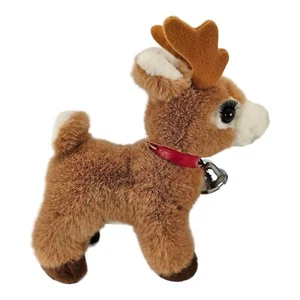 Russ Berrie Vintage Weihnachten Rentier Stofftier Plüsch Glocke Wimpern - Bild 1 von 4