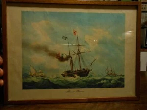 ANTICA STAMPA INCORNICIATA PIROSCAFO FRANCESE - Foto 1 di 1