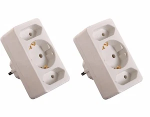 2x 3er dreifach Multistecker Steckdose Mehrfachstecker 3 fach Mehrfachsteckdose - Bild 1 von 1