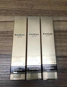 X3 LOT BEBE GOLD Eau De PARFUM SPRAY for WOMEN 0.5 OZ EACH - Picture 1 of 1