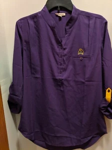 ECU Pirates Women's Small Purple Lightweight Blouse 3/4 Sleeved - Picture 1 of 4
