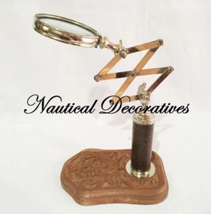 ADJUSTABLE MAGNIFYING GLASS STAND - NAUTICAL - VINTAGE - MAGNIFIER 3 Inch - Picture 1 of 1