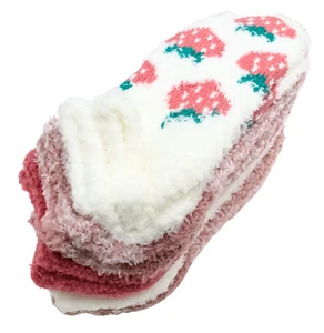 Jessica Simpson Cozy Socks 5 Pairs Fuzzy Crew Women’s Size 4–10 Pink Strawberry - Picture 1 of 5