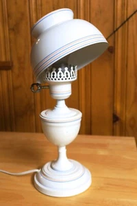 14" Vintage Cozy Toleware Metal Desk /Table Lamp Hurricane Style frosted chimney - Picture 1 of 16