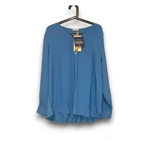 Strandfein Blusenshirt Bluse Ärmelriegel weit Größe 42 Jeansblau B-Ware - Bild 1 von 8