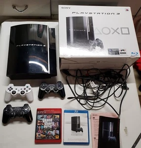 Sony PlayStation 3 80GB PS3 Fat Console System Bundle With 3 Controller and Game - Picture 1 of 13