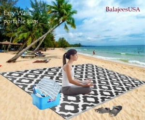 B-USA Outdoor Rug-5x7 Black Reversible waterproof patio Plastic Straw RV Camper - Picture 1 of 10