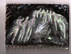Fire And Ghostly Figures Original OOAK Mixed Media Fantasy painting by Linandara - Picture 1 of 10