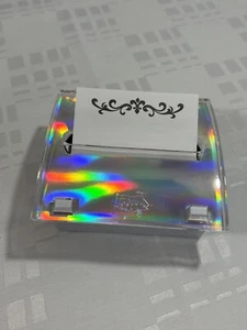 3M Post-It Note Holder Dispenser Weighted Base Acrylic 3"x3" Iridescent Silver - Picture 1 of 14