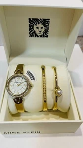 ☘☘☘Anne Klein Swarovski Crystal Watch & Pearl Bracelet Set NIB Retail $175 ☘☘☘ - Picture 1 of 6