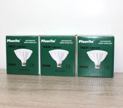 (x3) PLUSRITE 75w PAR30/FL FLOOD LAMP BULB - 130v  *NEW OPEN BOX* Bright White - Image 1 of 4