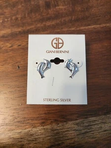 GIANI BERNINI Dolphin Stud Earrings in Sterling Silver - NEW - Picture 1 of 2