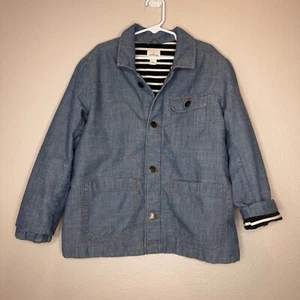 CREWCUTS Chambray Chore 100% Cotton Jacket Sz 8 Blue Pockets Preppy Unisex - Picture 1 of 7