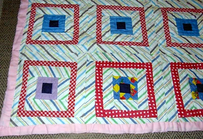 Edredón de retazos vintage casero cosido a mano boho, granja, 82" x 93" Foto 1 de 4