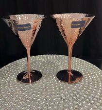 Tommy Bahama Rose Gold Metallic Hammered Metal Look Martini Glasses Set of 2 NWT