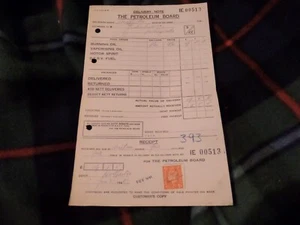 PERFIN PB PETROLEUM BOARD PETROL MOTOR FUEL ORIGINAL VINTAGE RECEIPT 1940 OIL - Picture 1 of 4