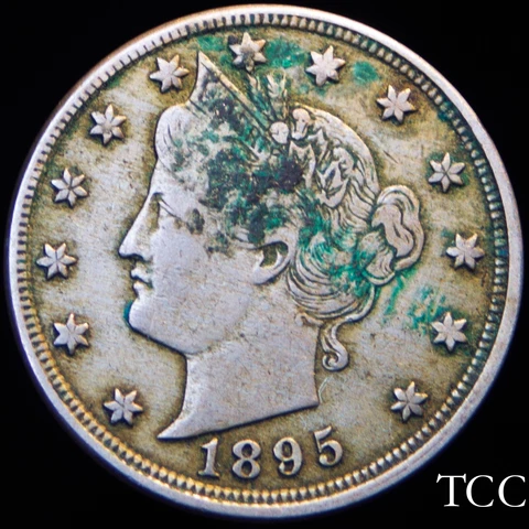 1895 LIBERTY NICKEL ~ GREAT ORIGINAL 5c V COIN ~ FREE SHIPPING ~ TCC Cover