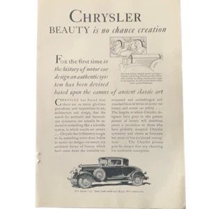 Anuncio anuncio de creación de Chrysler Beauty is no Chance 1929 vintage - Imagen 1 de 5