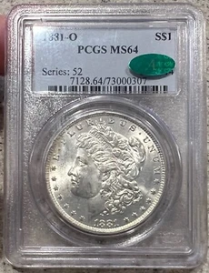 1881-O Morgan Silberdollar PCGS MS64 CAC ~ härter O neuwertig - Bild 1 von 8